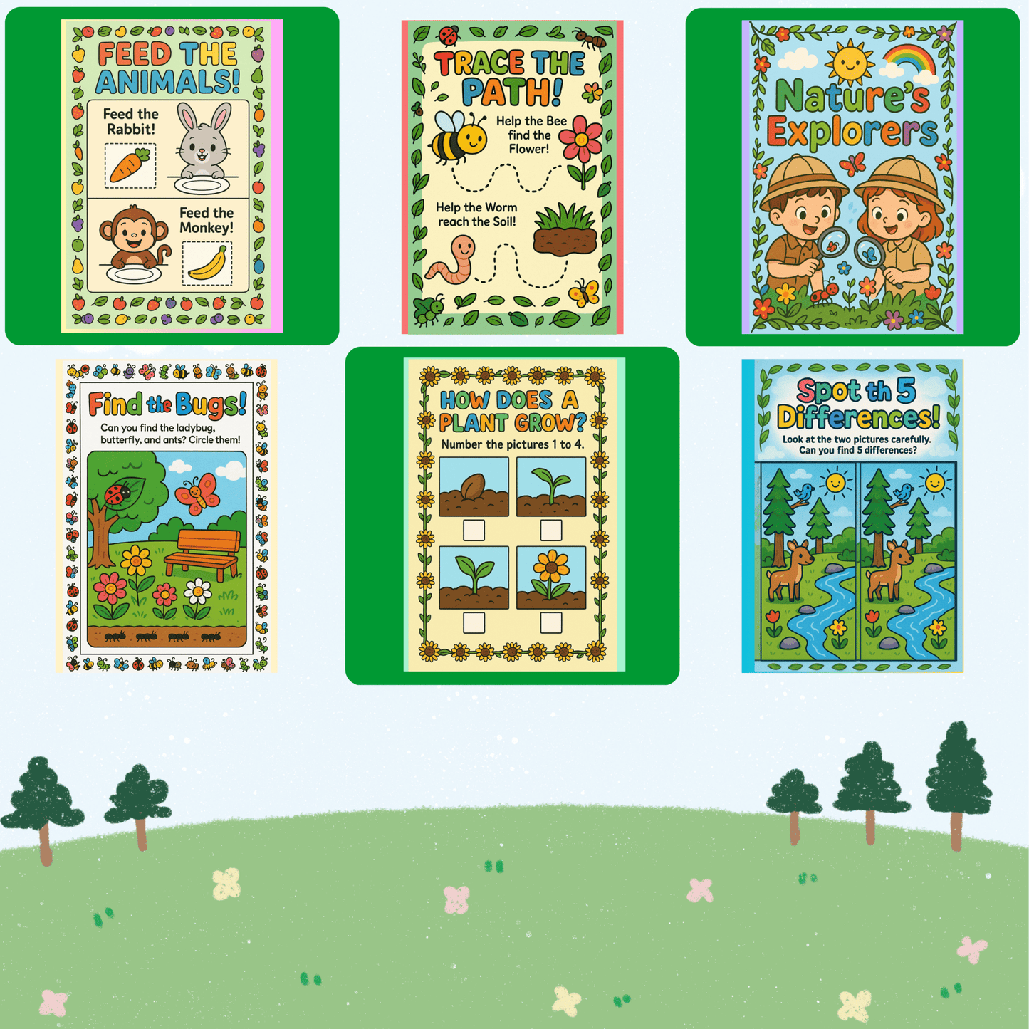 Nature Explorers (4 Years Old) – Fun Screen - Free Activities & 30+ Reusable Learning Games for Kids Age Binder | Educational Activity Kit by Neev Kids