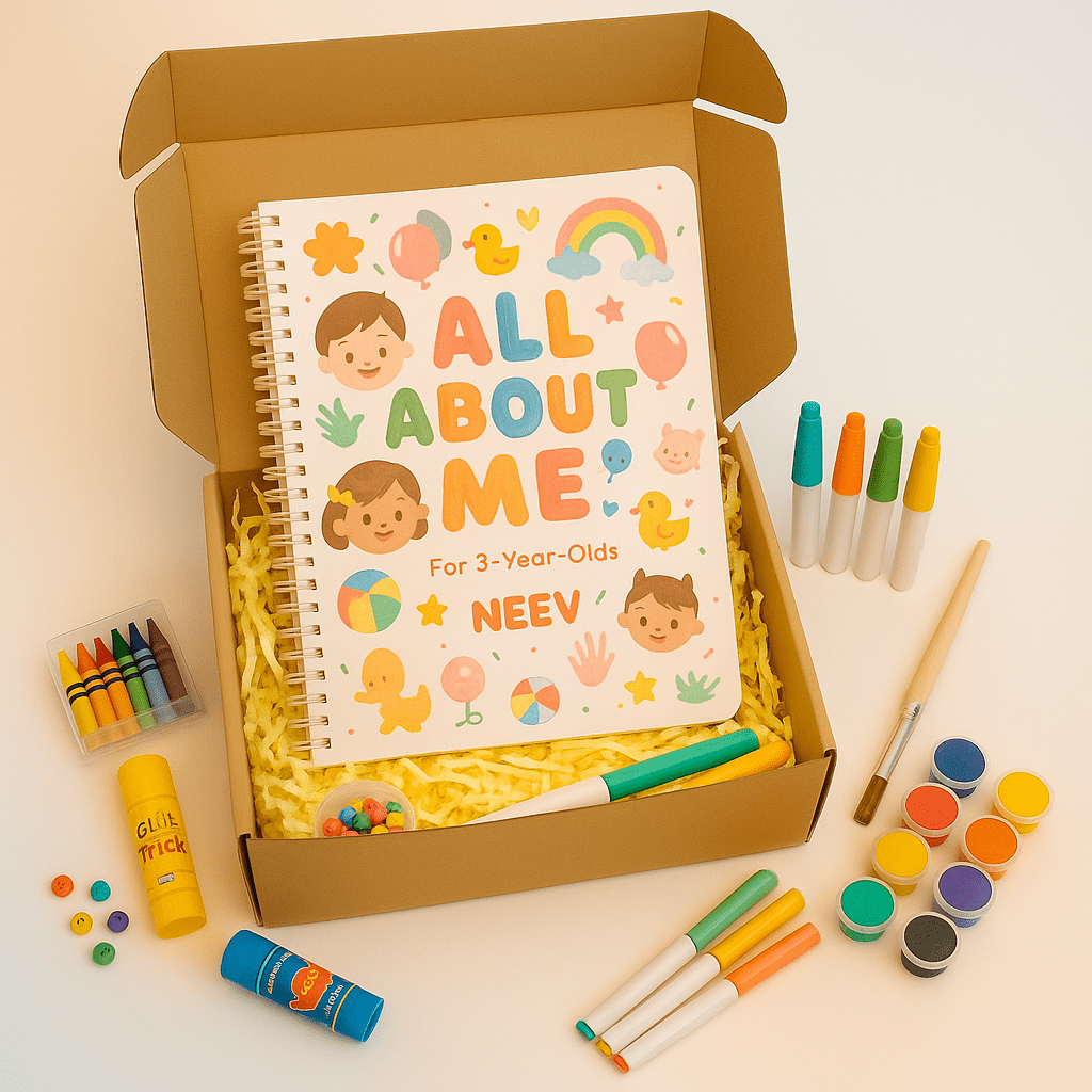 ALL ABOUT ME - NEEV_Box for Your 3 - Year - Old – Fun Screen - Free Activities & 30+ Reusable Learning Games for Kids Age Binder | Educational Activity Kit by Neev Kids