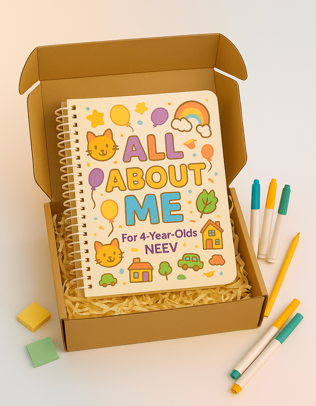 ALL ABOUT ME - NEEV_ Box for Your 4 - Year - Old – Fun Screen - Free Activities & 30+ Reusable Learning Games for Kids Age Binder | Educational Activity Kit by Neev Kids