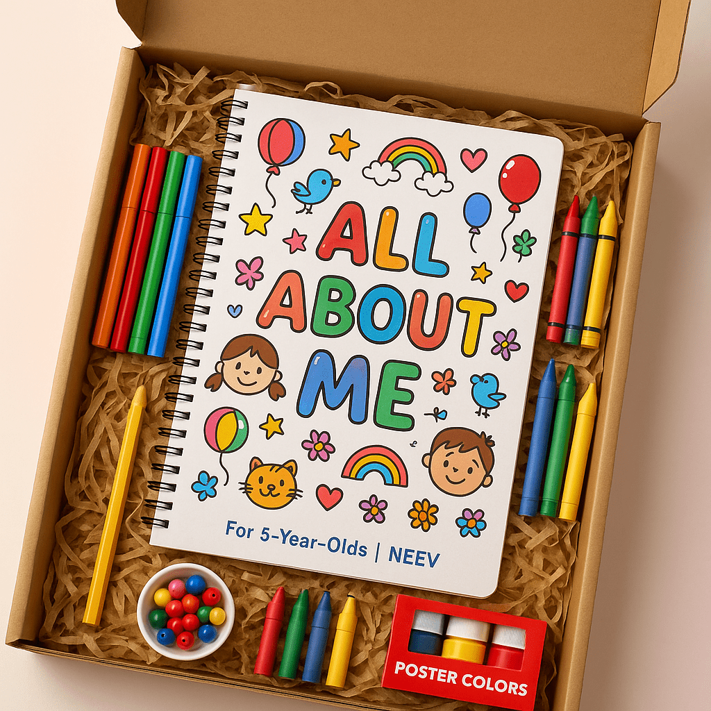 ALL ABOUT ME - NEEV_Box for Your 5 - Year - Old – Fun Screen - Free Activities & 30+ Reusable Learning Games for Kids Age Binder | Educational Activity Kit by Neev Kids