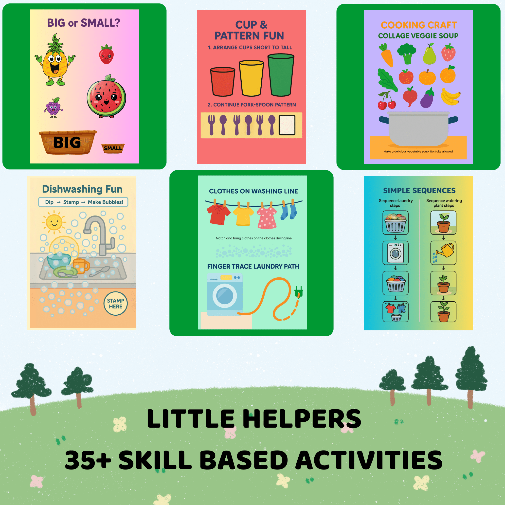Little Helpers (2 Years Old) – Fun Screen - Free Activities & 30+ Reusable Learning Games for Kids Age Binder | Educational Activity Kit by Neev Kids