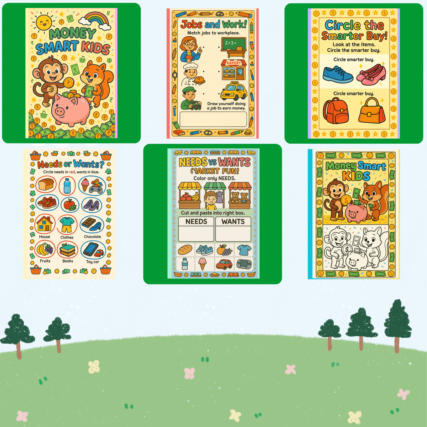 Money Smart Kids - Financial Literacy (5 Years Old) – Fun Screen - Free Activities & 30+ Reusable Learning Games for Kids Age Binder | Educational Activity Kit by Neev Kids