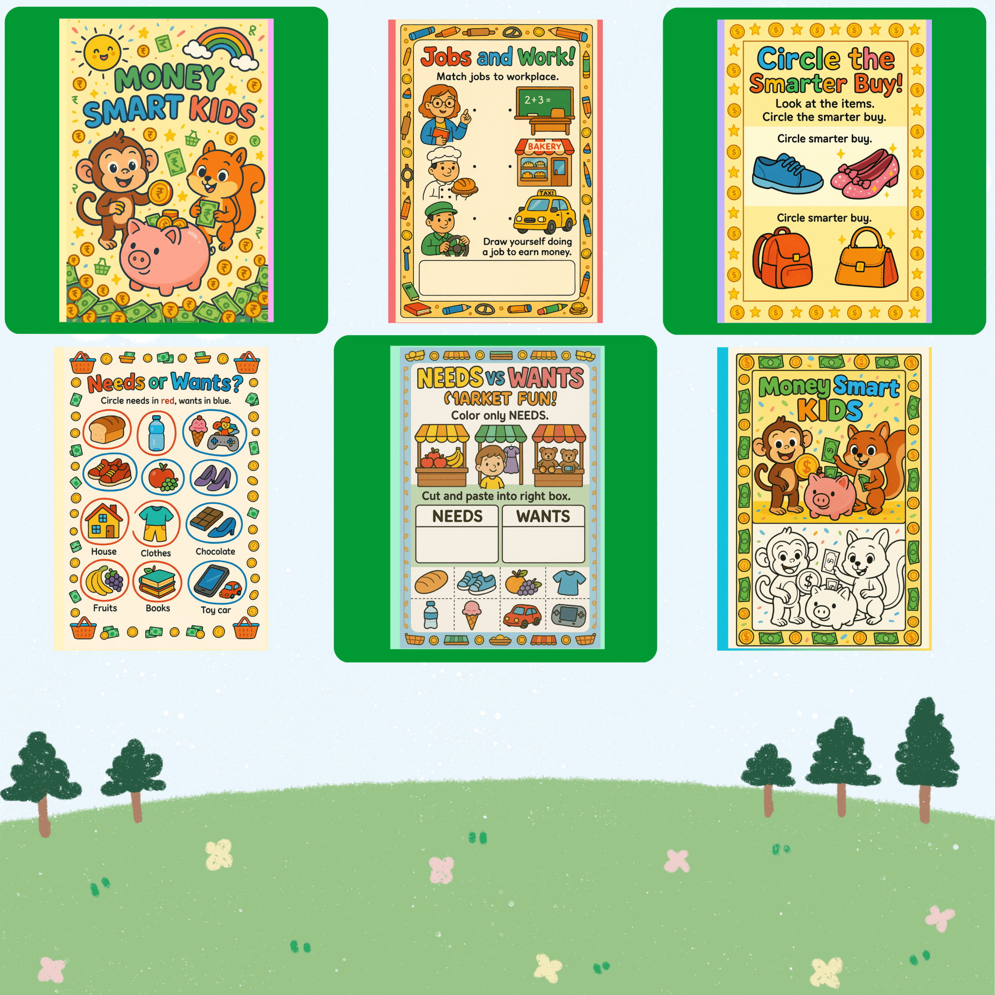 Money Smart Kids - Financial Literacy (5 Years Old) – Fun Screen - Free Activities & 30+ Reusable Learning Games for Kids Age Binder | Educational Activity Kit by Neev Kids