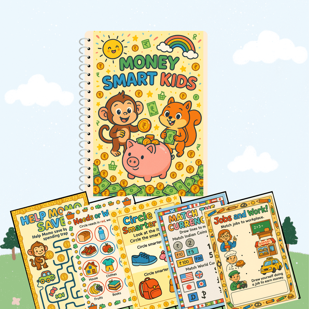 Money Smart Kids - Financial Literacy (5 Years Old) – Fun Screen - Free Activities & 30+ Reusable Learning Games for Kids Age Binder | Educational Activity Kit by Neev Kids