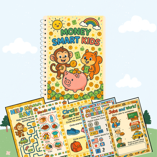 Money Smart Kids - Financial Literacy (5 Years Old) – Fun Screen - Free Activities & 30+ Reusable Learning Games for Kids Age Binder | Educational Activity Kit by Neev Kids