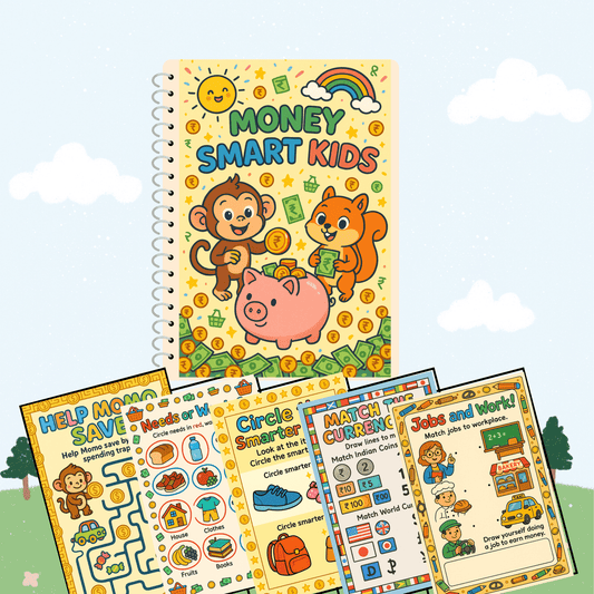 Money Smart Kids - Financial Literacy (5 Years Old) – Fun Screen - Free Activities & 30+ Reusable Learning Games for Kids Age Binder | Educational Activity Kit by Neev Kids