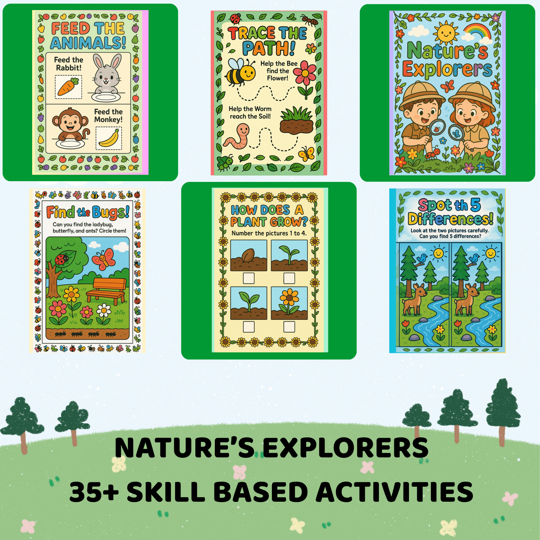 Nature Explorers (4 Years Old) – Fun Screen - Free Activities & 30+ Reusable Learning Games for Kids Age Binder | Educational Activity Kit by Neev Kids