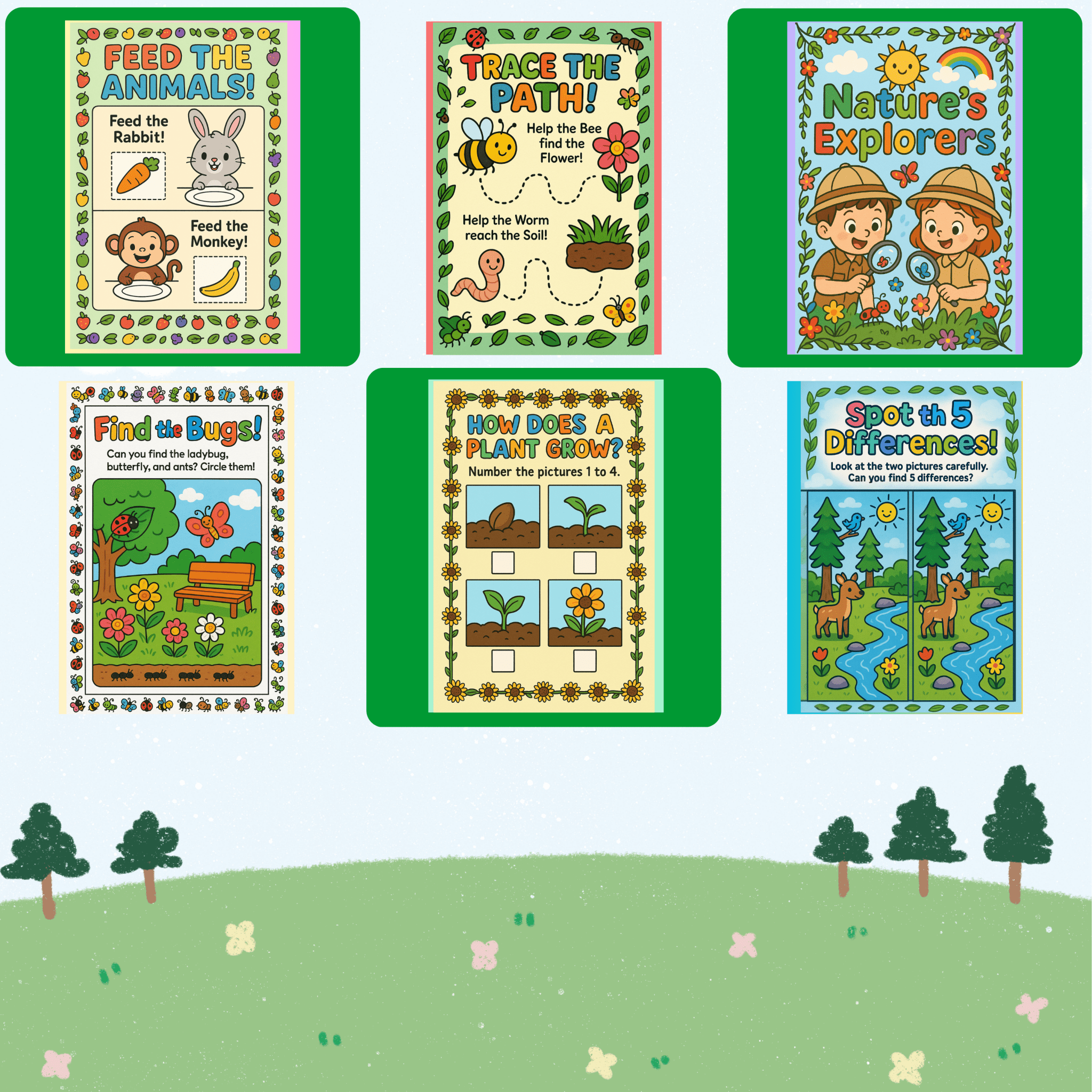 Nature Explorers (4 Years Old) – Fun Screen - Free Activities & 30+ Reusable Learning Games for Kids Age Binder | Educational Activity Kit by Neev Kids