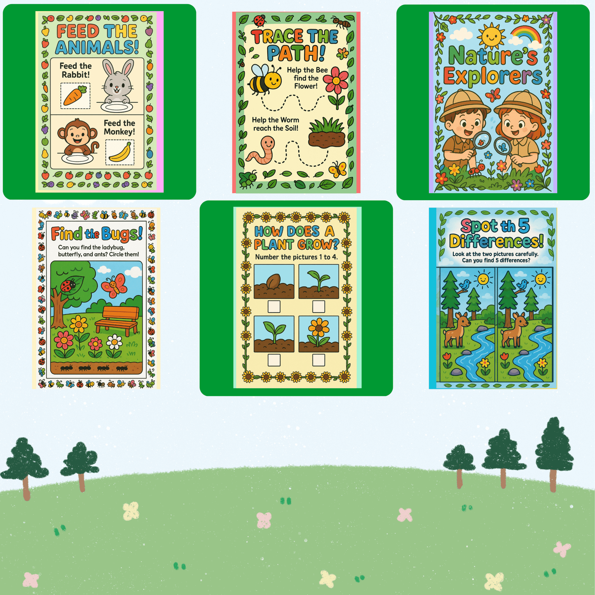Nature Explorers (4 Years Old) – Fun Screen - Free Activities & 30+ Reusable Learning Games for Kids Age Binder | Educational Activity Kit by Neev Kids