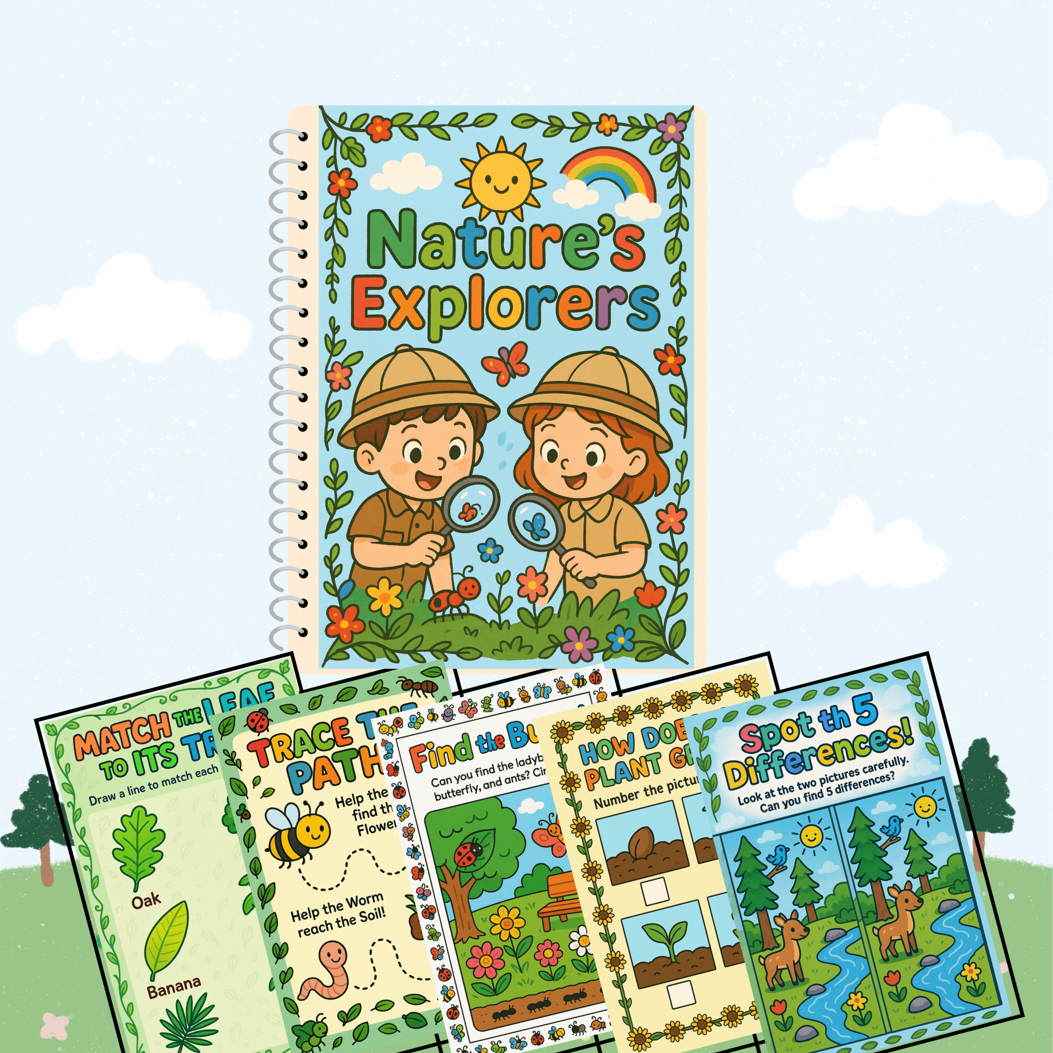 Nature Explorers (4 Years Old) – Fun Screen - Free Activities & 30+ Reusable Learning Games for Kids Age Binder | Educational Activity Kit by Neev Kids