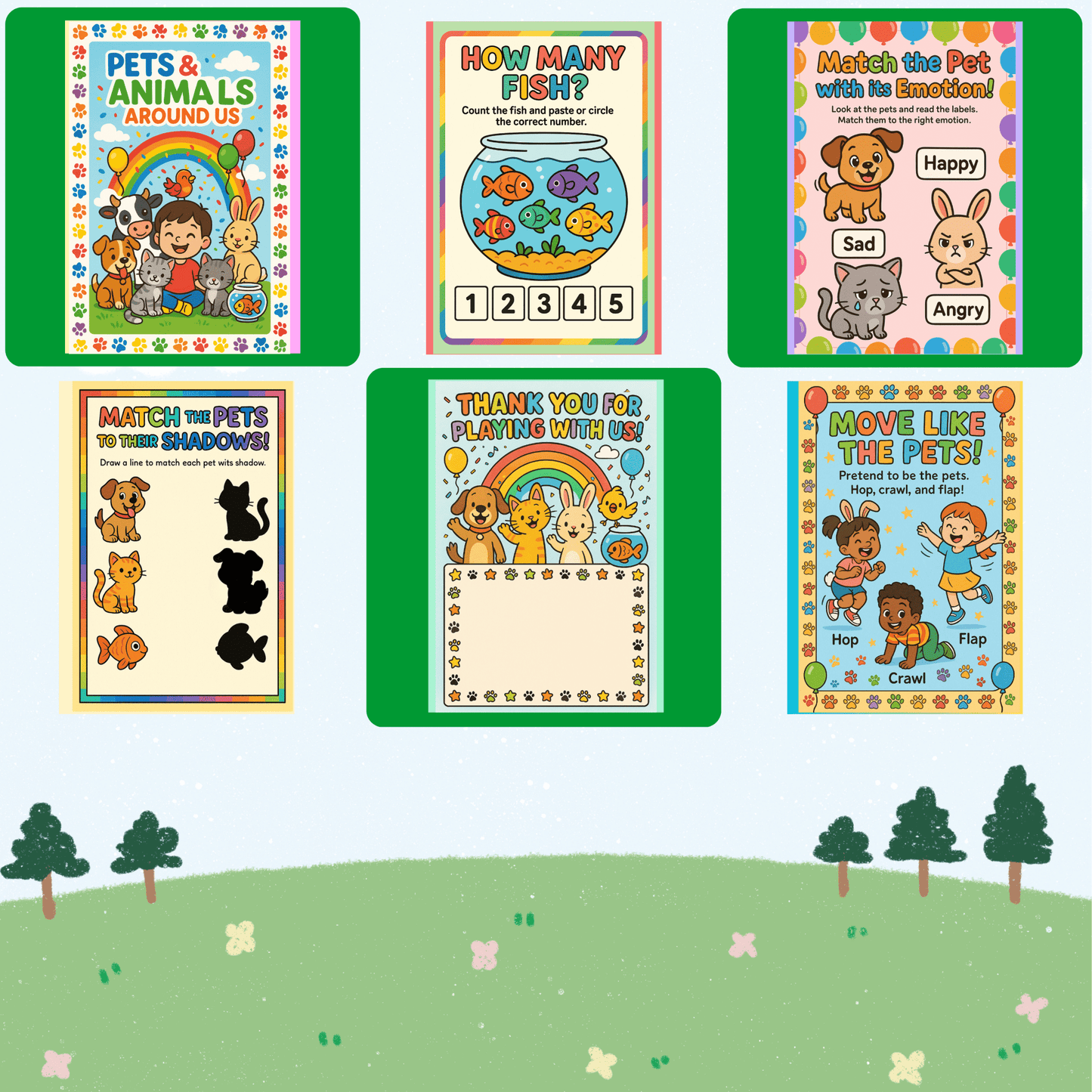 Pets & Animals Around Us (3 Years Old) – Fun Screen - Free Activities & 30+ Reusable Learning Games for Kids Age Binder | Educational Activity Kit by Neev Kids