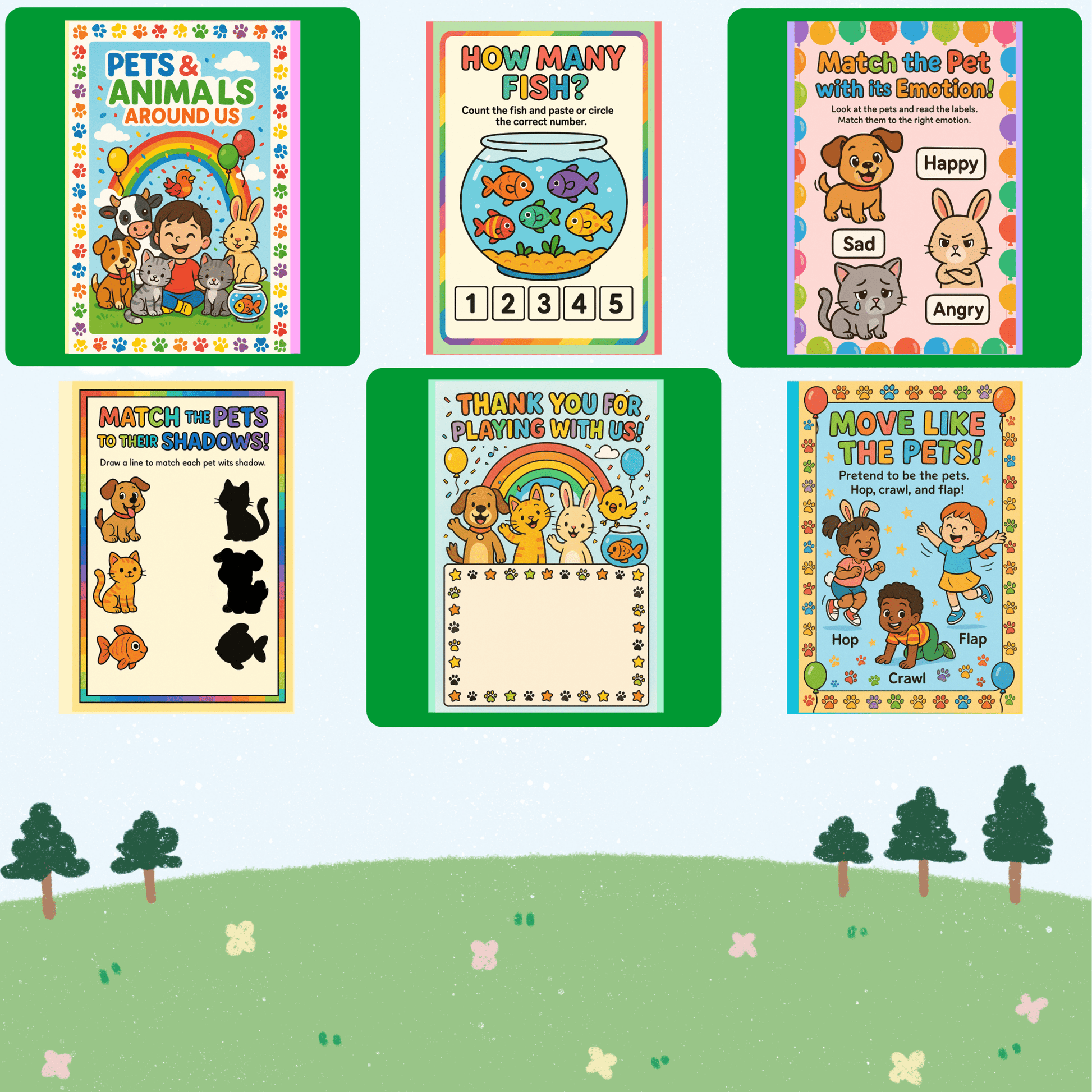 Pets & Animals Around Us (3 Years Old) – Fun Screen - Free Activities & 30+ Reusable Learning Games for Kids Age Binder | Educational Activity Kit by Neev Kids