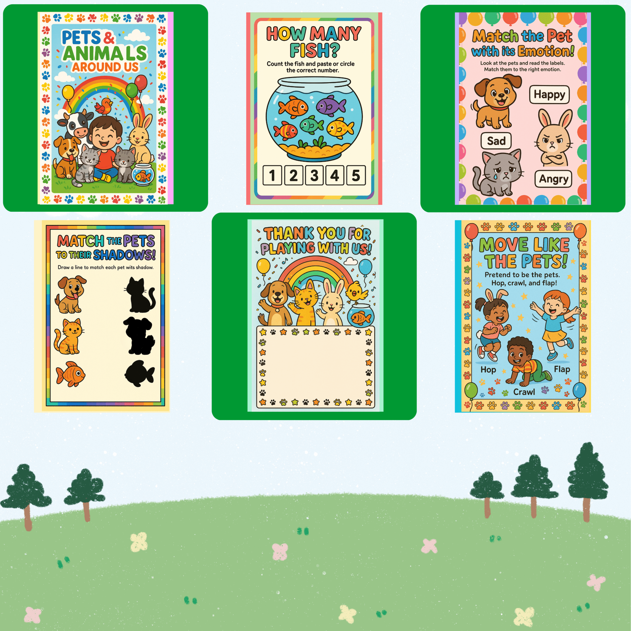 Pets & Animals Around Us (3 Years Old) – Fun Screen - Free Activities & 30+ Reusable Learning Games for Kids Age Binder | Educational Activity Kit by Neev Kids