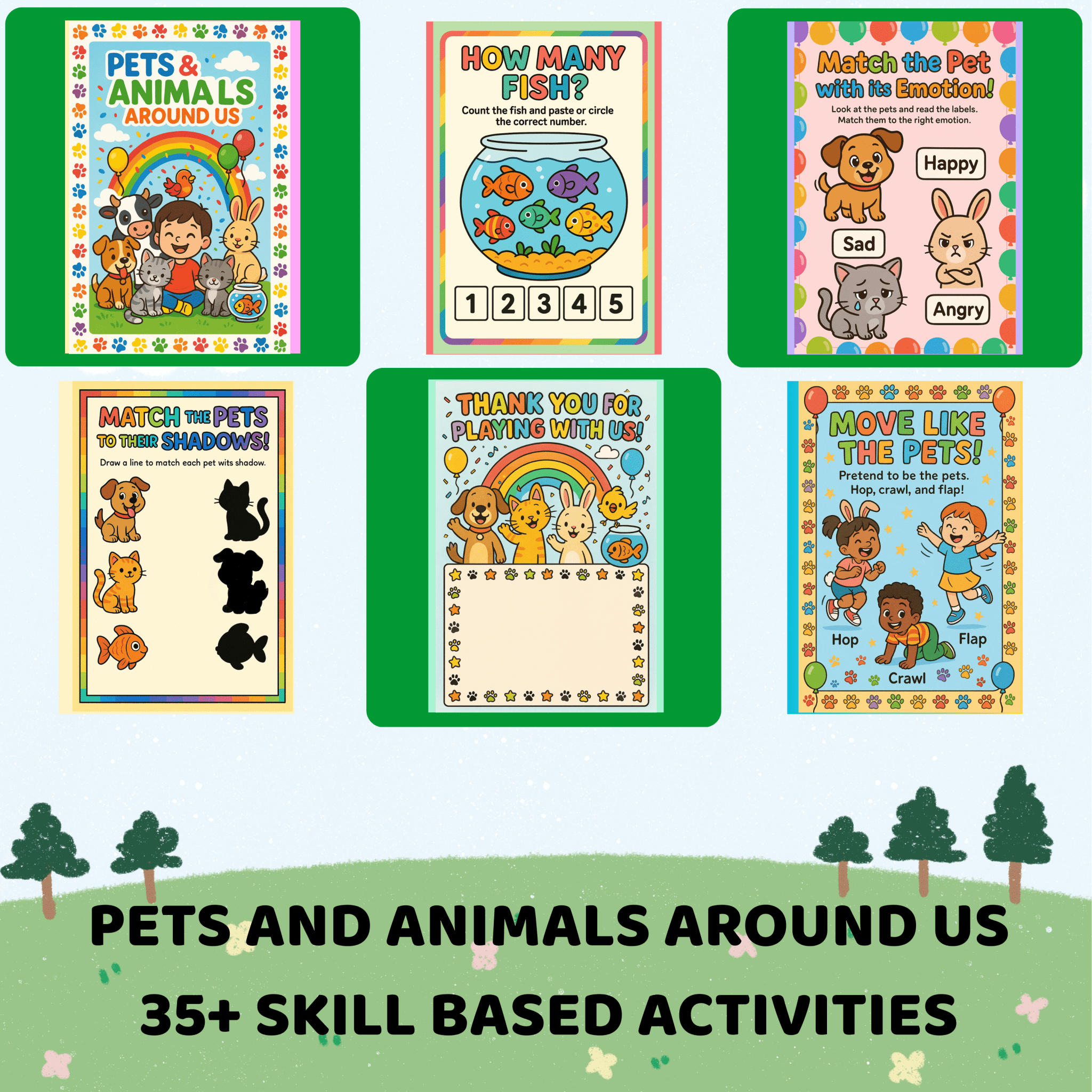 Pets & Animals Around Us (3 Years Old) – Fun Screen - Free Activities & 30+ Reusable Learning Games for Kids Age Binder | Educational Activity Kit by Neev Kids